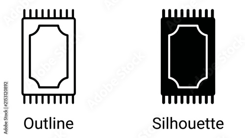 Фотография Prayer Mat Outline and Silhouette: A clear depiction of a prayer mat in both outline and silhouette forms, ideal for representing Islamic prayer rituals or cultural motifs