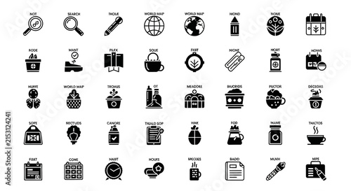 Collection of Icons: Business, Education, Lifestyle, and Office Supplies