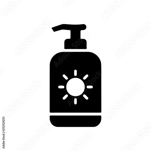 Sunscreen Lotion Bottle Sun Protection Skincare Summer Beach Healthcare Vector Icon