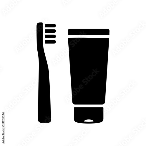 Toothbrush And Toothpaste Oral Hygiene Dental Care Healthy Teeth Bathroom Vector Icon
