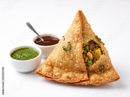 Vegetarian samsa or samosas.Indian special traditional street food punjabi samosa