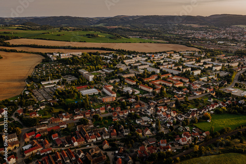 Aerial view of residential neighborhoods and apartment buildings in Gorndorf