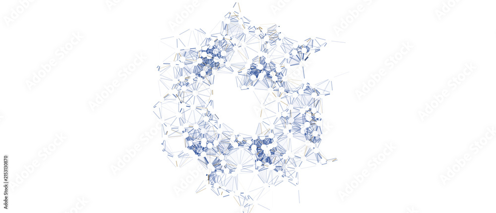 Obraz premium Abstract digital network structure with interconnected white dots and blue lines showing modern data connection points