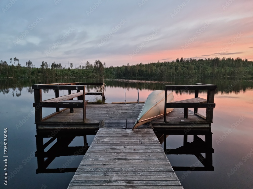 Naklejka premium pier at sunset