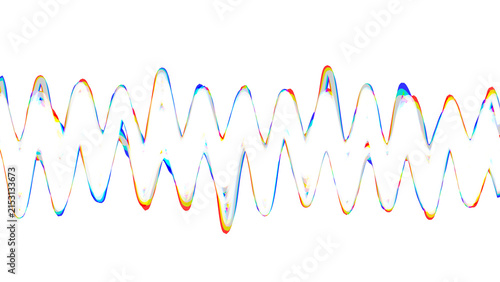 Foto Abstract white zigzag wave with chromatic aberration effect on a deep black spac