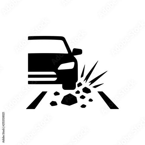 Car Hitting Pothole Icon