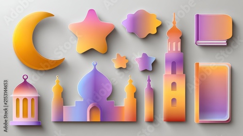 Islamic design elements in vibrant gradient colors