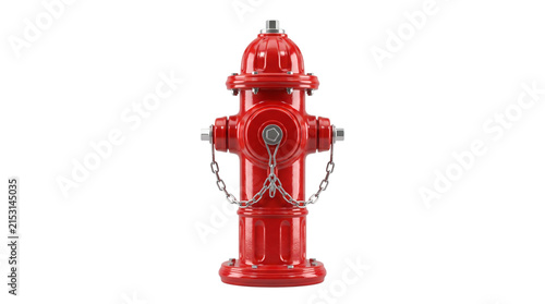 Bright red fire hydrant standing upright for emergency water supply in the city
