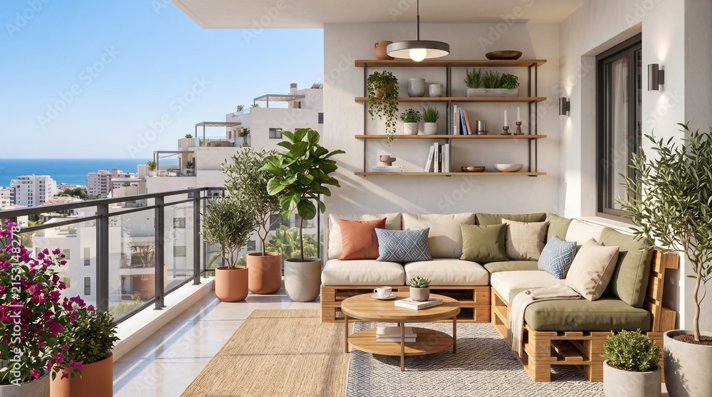 Fototapeta premium Modern_balcony_design_with_sofa