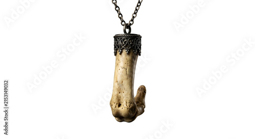 Obraz na płótnie Gothic bone pendant necklace on transparent background
