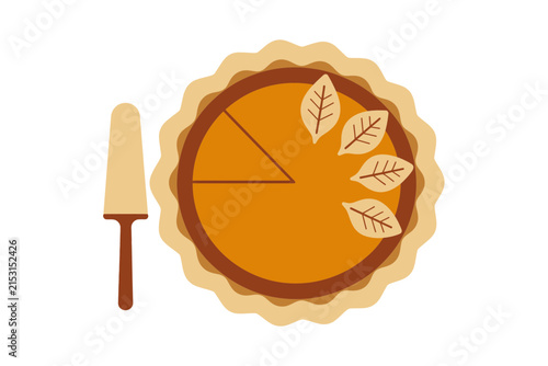 Top view of a pumpkin pie slice with whipped cream and cinnamon, perfect for festive autumn and holiday designs.