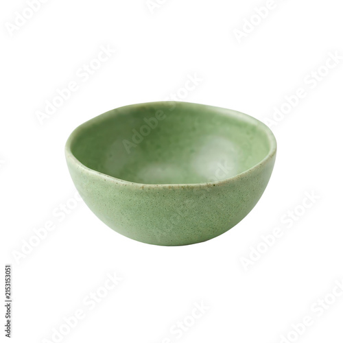 Small green ceramic bowl isolated on transparent background