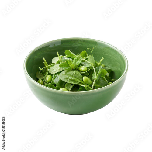 Fresh green salad in a bowl isolated on transparent background