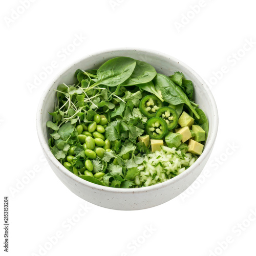 Green salad bowl isolated on transparent background
