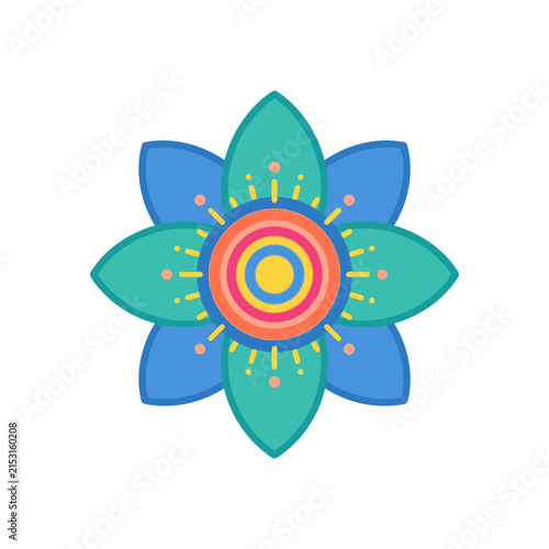 A vibrant and colorful floral icon design on white background