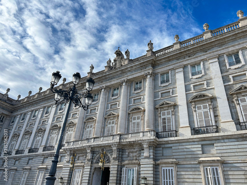 View of Royal palace on Oriente square. Close-up. Madrid. Spain.