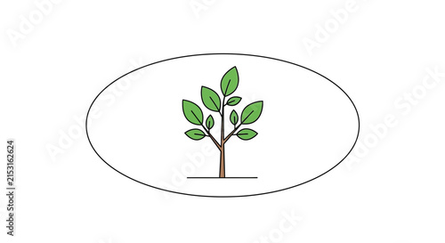 Green Sprout Plant Growing in Oval Shape - Business Growth Concept