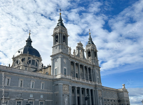 Beautiful view of Almudena Cathedral on a day. Madrid. Spain.