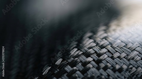 Close-up macro shot of black carbon fiber weave texture background