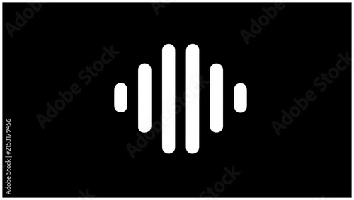 Sound wave icon for podcast chapter markers with solid black background black white representation technology interface frequency playback with waveform