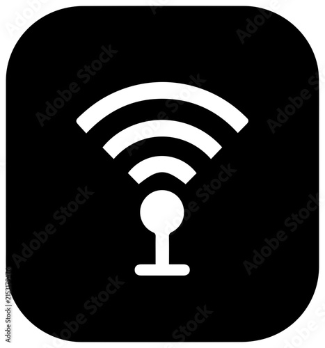 Podcast icon with wi fi signal on black background with solid black filled communication connection technology broadcast streaming internet with graphic