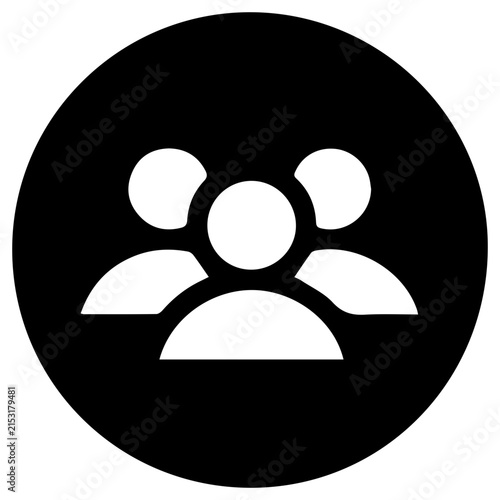 Community forum icon with three people with depicts simple solid solid black filled people circle communication collaboration conversation with discussion