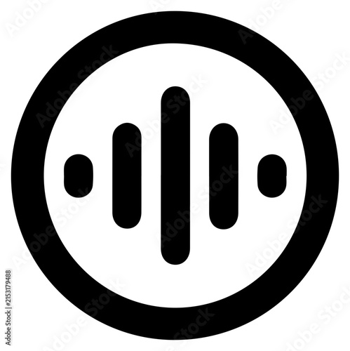 Black podcast continuous improv icon with solid black filled icon representing podcast resource graphic symbol vector audio sound wave with logo