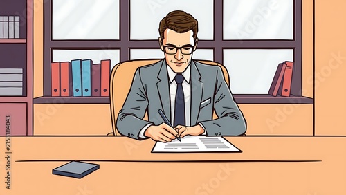 Businessman Signing a Contract with Professionalism