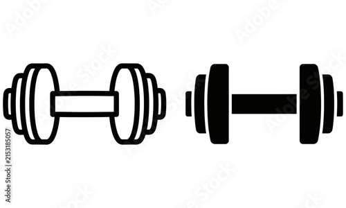 Black dumbbells with weights side by side