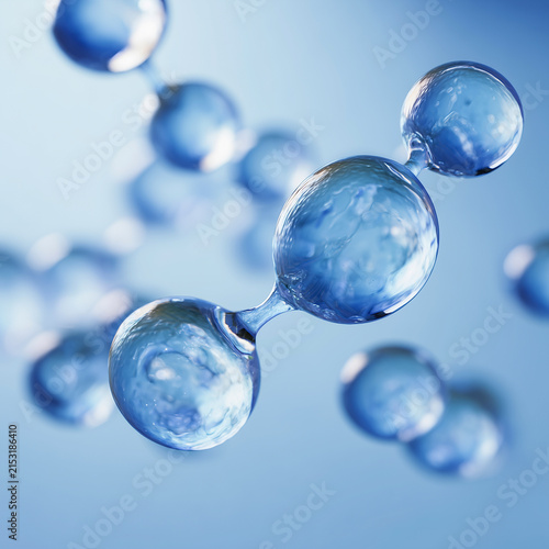 yaluronic acid molecule collagen serum skin care blue background