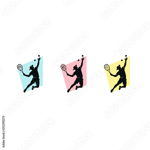 Tennis player jumping for a powerful smash serve