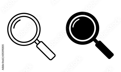 Magnifying glass icons with different fills