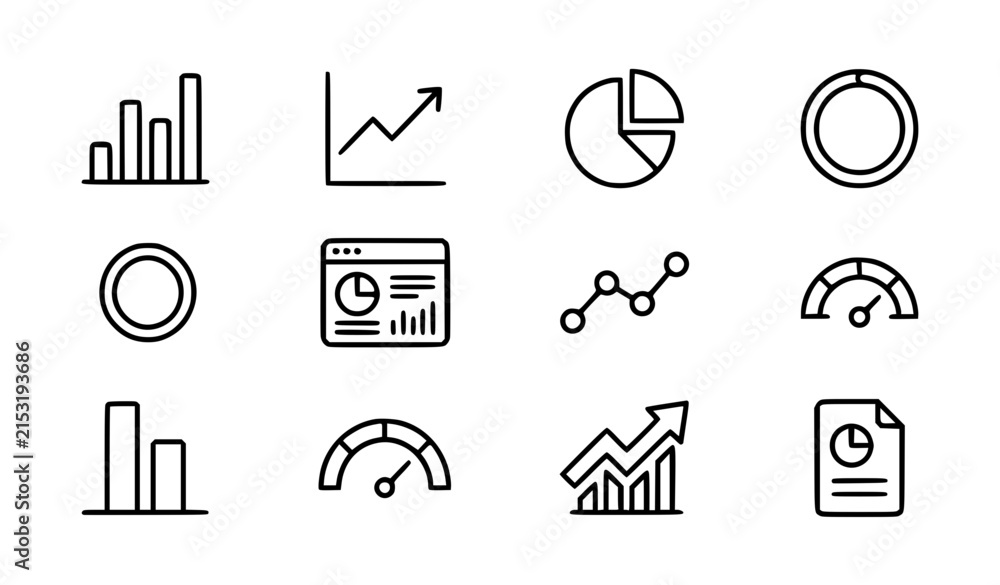 Fototapeta premium Stats Analytics Icon Thin Line Vector Symbol for Web and UI Dashboard