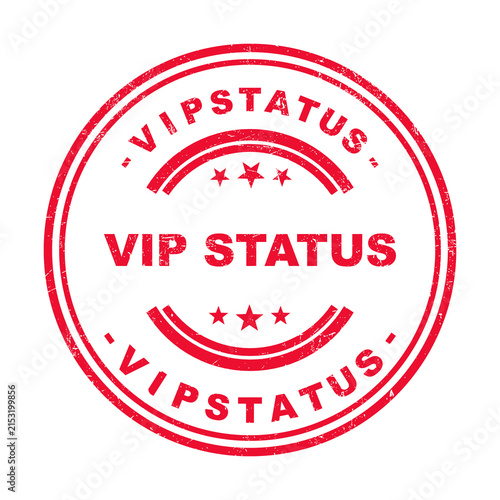 Red circular rubber stamp design with vip status text for membership and premium access labels isolated on transparent background