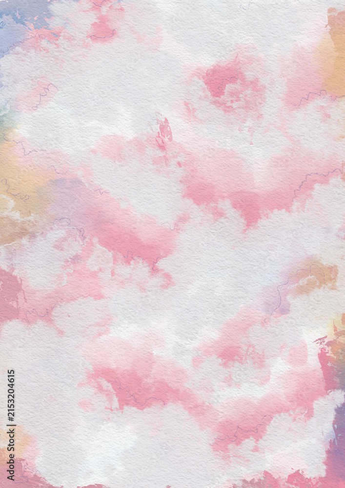 Fototapeta premium Abstract Watercolor background soft pink color, yellow color and blue color, Background with paper Texture
