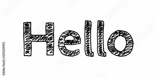 Hello handwritten sketchy word art typography vector