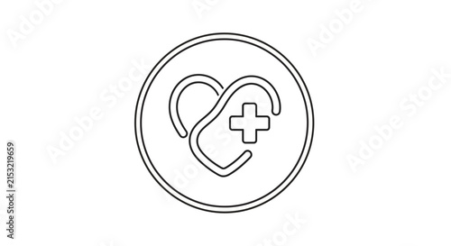 Medical care symbol with heart and cross