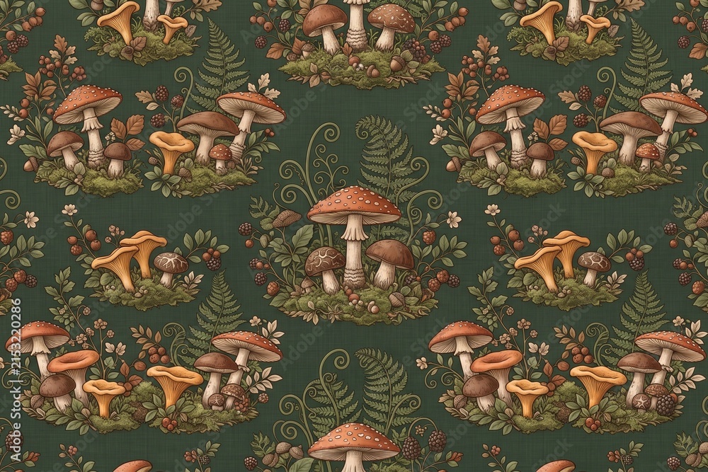 seamless pattern with mushrooms