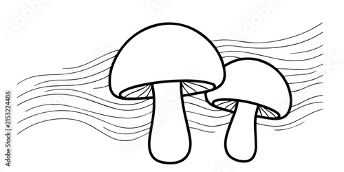 Simple Fog Mushroom Coloring Page Vector Set – Clean Black Line Art
