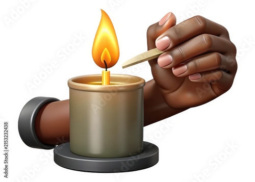 Illustration of a Hand Lighting a Candle