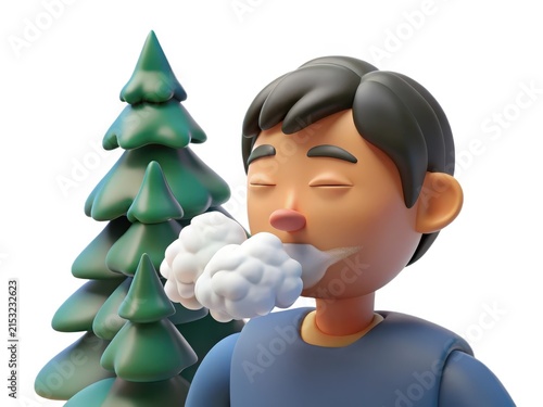 3D Animation of Man with Smoke from Mouth