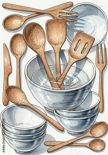 Woodland Whispers: A painted ode to kitchen tools.