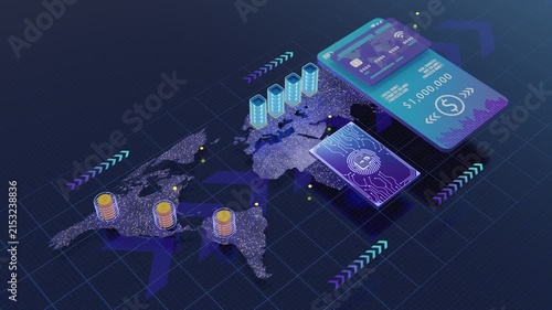 Global Digital Payment and Financial Technology Concept with Credit Card and Secure Transactions