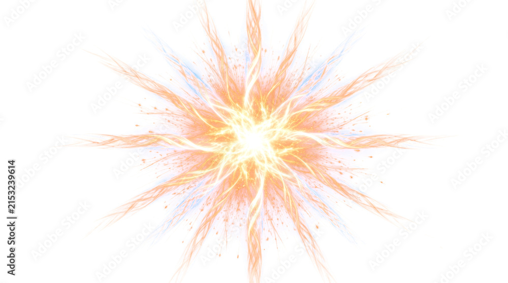 Fototapeta premium Explosive Energy Knot Starburst Overlay Element Glowing Transparent Light Effect
