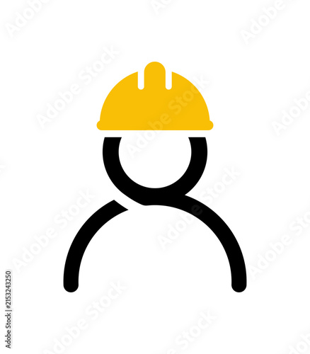 Yellow hard hat with black chin strap isolated on white for safety and construction themes