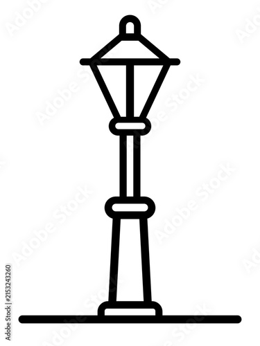 Black vintage outdoor street lamp post isolated on white background for design projects