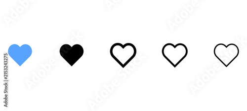 Five colorful paper hearts cut out on white background for Valentine's Day or love celebration