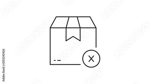 Package With Cancel Symbol Animated Icon With Alpha Channel. Delivery Cancellation, Return, And Shipping Error Motion Graphic. Logistics And E-Commerce. On Transparent Background