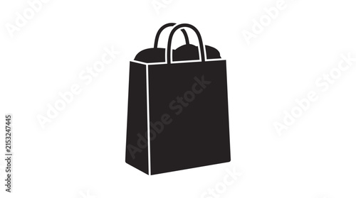 Halloween Minimalist black shopping bag vector icon, paper gift bag with handles, retail commerce and boutique packaging symbol vector