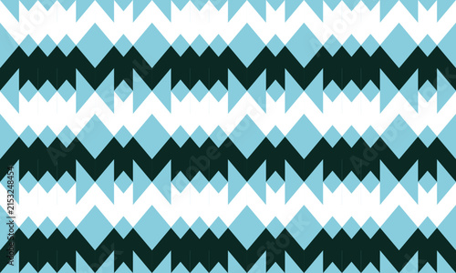 horizontal seamless green blue, black  and white pattern, Zig zag triangle chevron blue on white tile repeat seamless pattern replete image design for fabric printing